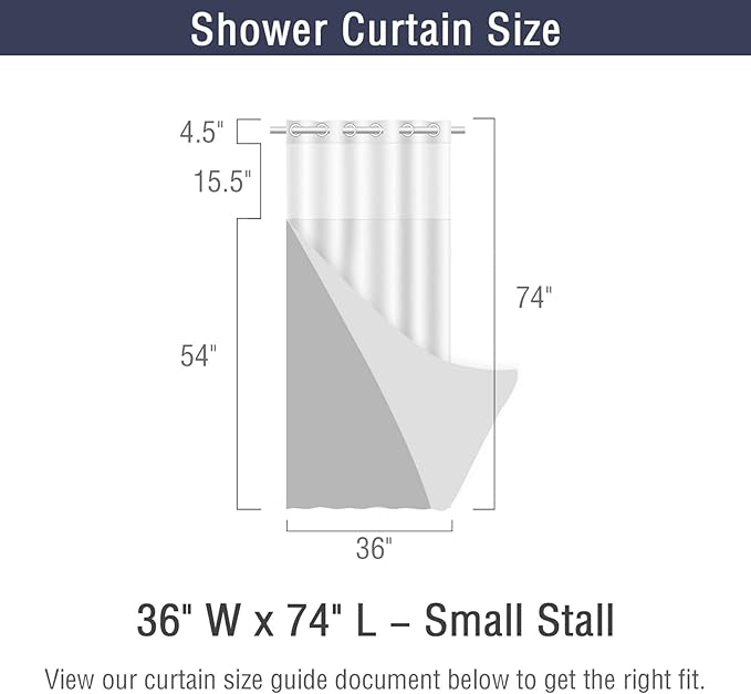 Gibelle Stall Small Shower Curtain 36x74, Waffle Weave Shower Curtain with Snap-in Fabric Liner Set, No Hooks Needed, Hotel Style with Mesh Top Window, Black