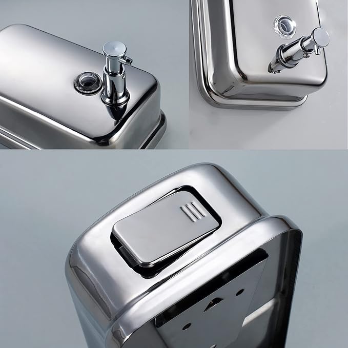 modunful Stainless Steel Soap Dispenser ā 27oz Wall Mounted for Family Use, Brushed Nickel, Leak-Proof Pump, Durable Design for Busy Households