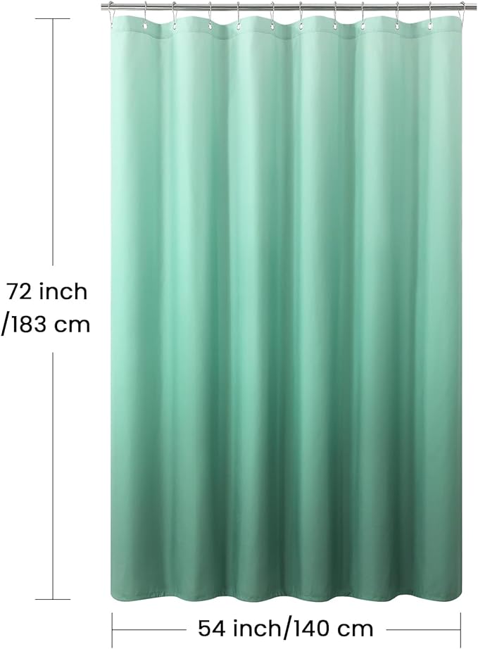 Stall Fabric Shower Curtain, Green Ombre Cloth Shower Curtains for Bathroom, Waterproof Bathroom Curtains, 54" W x 72" H