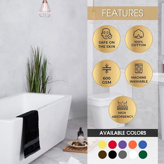 Ample Decor Hand Towel 18 X 28 Inch Pack of 52 600 GSM 100% Cotton, Soft Absorbent Thick Durable Premium Quality, for Hotel, Bathroom, Spa, Daily Use, Gym - Machine Washable - Brown