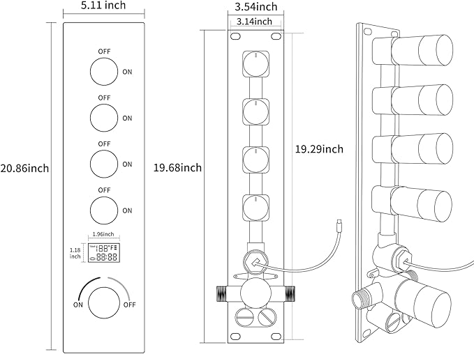 Polished Chrome Digital Display Shower System with 16X24 inch Ceiling Mounted Shower Head(Rain&Waterfall Modes), with Handheld Spray and 6 PCS Dual Modes Body Jet