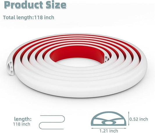118Inch New Shower Threshold Water Dam Barrier,Collapsible Self-Adhesive Silicone Shower Water Guard for Bathroom Bathtub and Kitchen,Shower Water Blocker Suitable for Wheelchair Access(White)