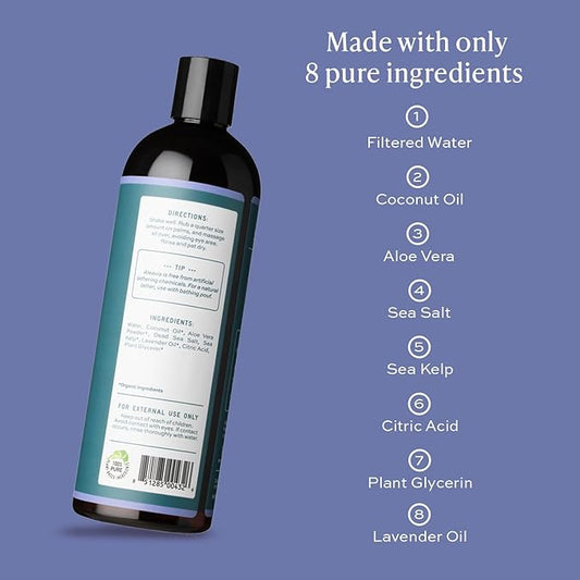 Aleavia Lavender Body Cleanse – Organic & All-Natural Prebiotic Body Wash, Scented with Pure Essential Oils – Nourish Your Skin Microbiome – 16 Oz.