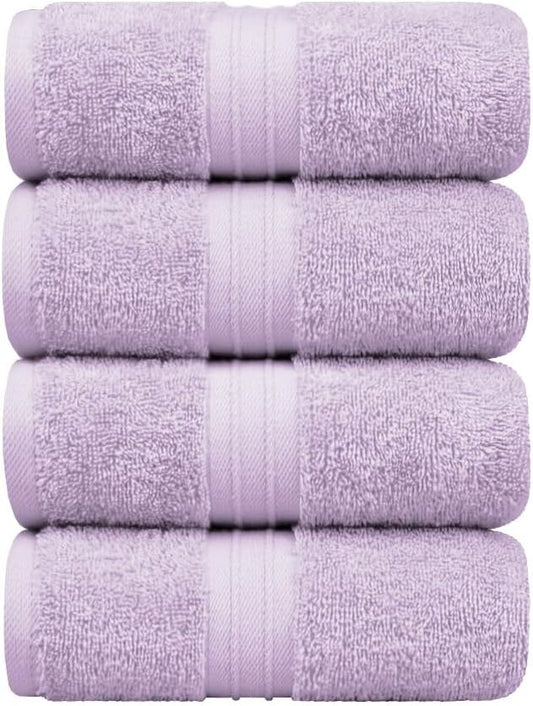 Hand Towels Set of 4-100% Cotton & Luxury, Large (16"x 28") Decorative, Soft, Cozy and Absorbent - Versatile, Perfect as Hand Towels Set for Bathroom, Bathroom Face Towel - Lilac