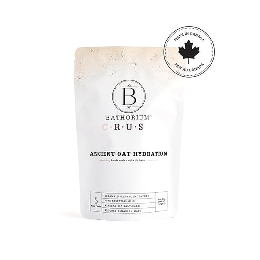 Bathorium Ancient Oat Hydration Crush, Mineral Sea Salt Bath Soak, Skin-Soothing Colloidal Oats, Light Floral Fragrance, pH-Balanced, Approximately 5 Soaks, 21 oz