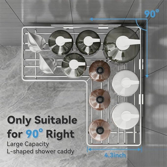 3 Pack Adhesive Corner Shower Caddy Shelf Organizer Rack, No Drilling Stainless Steel Shower Storage Rack with Hooks for Bathroom Storage & Home Decor