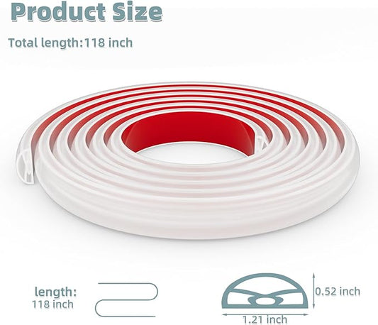 118Inch New Shower Threshold Water Dam Barrier,Collapsible Self-Adhesive Silicone Shower Water Guard for Bathroom Bathtub and Kitchen,Shower Water Blocker Suitable for Wheelchair Acces(Transparent)