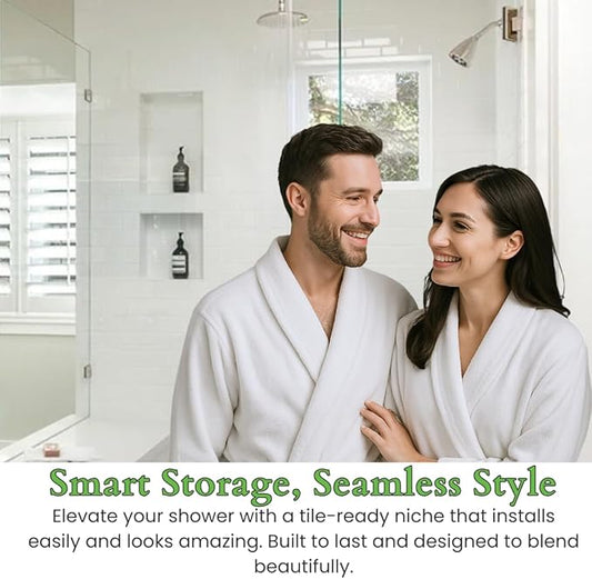 Shower Niche Insert Tile Ready, Recessed Wall Niche, Shower Inserts Kit for Bathroom Wall, Recessed Shelf Insert, Lightweight and Durable, Grid Surface for Easy Tile Application, Square, 14x14 Inches