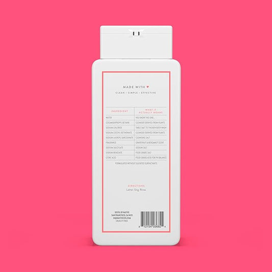 Native Body Wash Contains Naturally Derived Ingredients | For Women & Men, Sulfate, Paraben, & Dye Free Leaving Skin Soft and Hydrating | Grapefruit & Bergamot 18 oz - 2 Pk