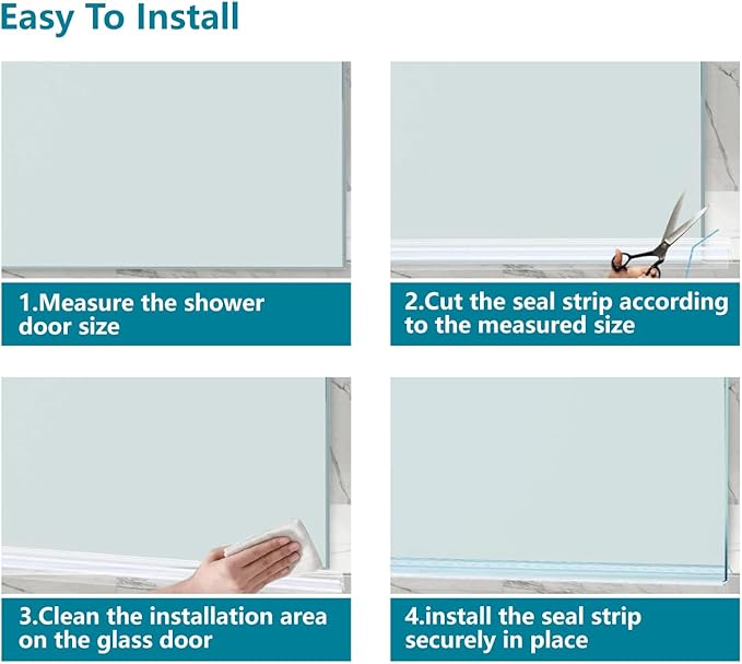 36" Shower Door Bottom Seal Strip Frameless Shower Sweep for 1/2" (12mm) Thick Glass Ultra Clear Polycarbonate (Single Pack)