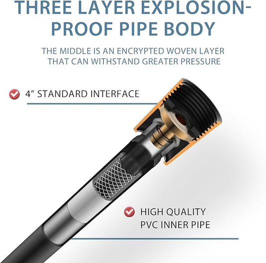 119 Inches Long Shower Hose Rv Shower Hose Extra Long Explosion Proof Anti Winding PVC Showerhead Hoses For Cleaning Pet Black Extension Hoses Flexible Hand Held Showerhose Replacement