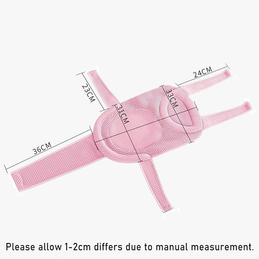 Baby Bath Seat Support Net Soft Headrest Baby Bath Cushion Pad, Breathable Newborn Infant Bathtub Shower Mesh Mat, Adjustable Shower Pad Portable Anti-Slip Bath Sling 0-18 Months, Pink (No Bathtub)