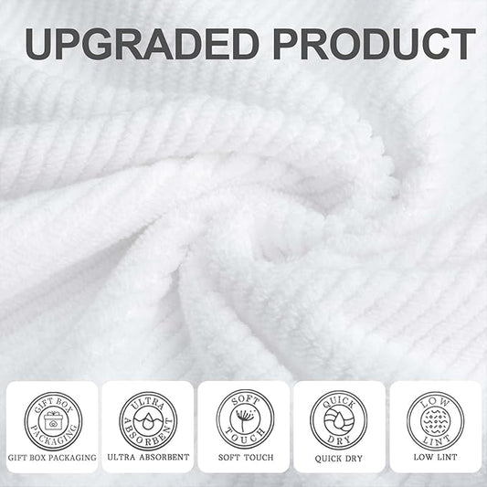 Luxury Bath Towels, Bath Towels Set of 4, Large 30" x 56" - 100% Cotton | Quick Dry | Light Weight | Thick | Soft | Absorbent, Luxury Shower Towel Sets for Bathroom, Towel Gift Set, White