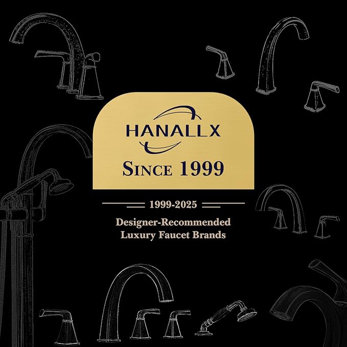 Free Standing Tub Faucet, Hanallx Luxury Brushed Nickel Freestanding Bathtub Faucet with Sprayer, Premium Brass High Flow Rate Floor Mount Tub Filler Swivel Spout, Roman Tub Faucet Set(HM88011-BN)