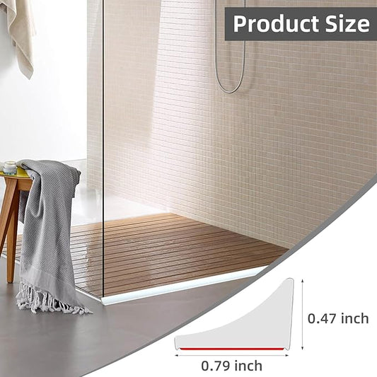 118 Inch Collapsible Shower Threshold Water Dam Barrier,Self Adhesive Silicone Shower Water Bathtub Splash Guard Bathroom Kitchen Water Stopper Blocker for Dry and Wet Separation Seal Strip Edge Trim