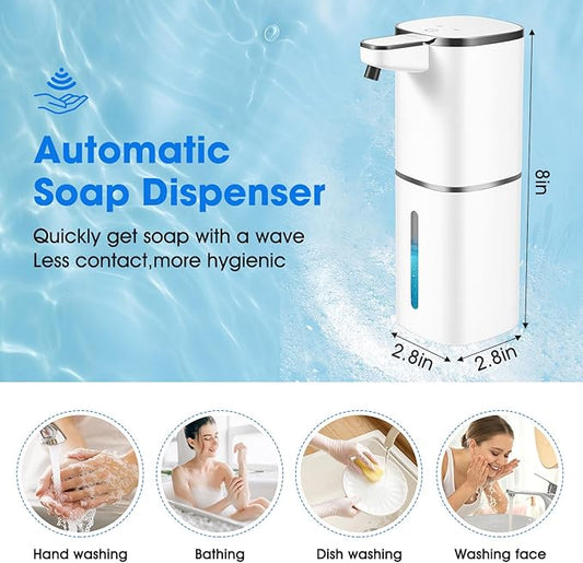 Automatic Foaming Soap Dispenser,Touchless Soap Dispenser,13.5oz/400ml Rechargeable Wall Mounted Smart Dispenser for Bathroom Kitchen,Easy for Toddlers(White)