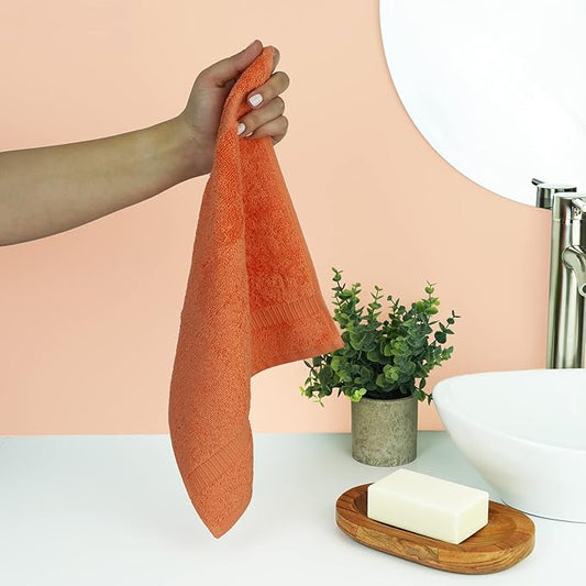 Chakir Turkish Linens | Hotel & Spa Quality 100% Cotton Premium Turkish Towels | Soft & Absorbent (4-Piece Washcloths, Coral)