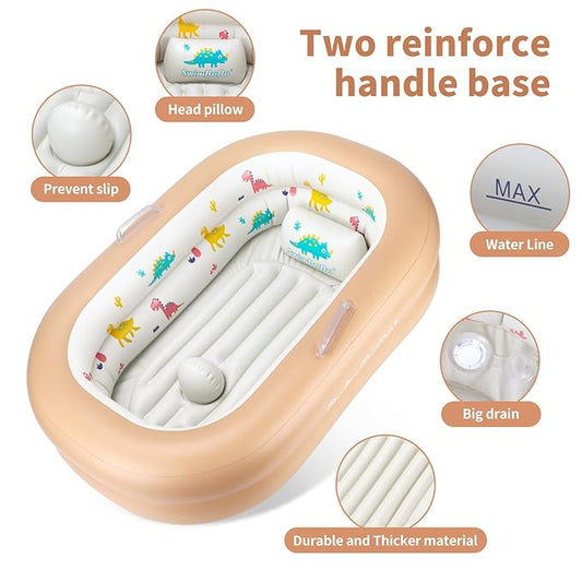 Swimbobo Inflatable Baby Bathtub – Soft, Portable Baby Bath for Infants and Toddlers, Easy to Inflate, Waterproof, Ideal for Home and Travel (Basic)