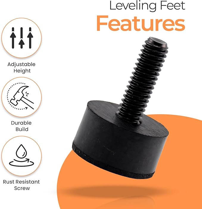 5/16 Rubber Adjustable Furniture Leveler,8 Pack Leveling Feet Screws in Threaded, Feet Levelers Screw On Furniture Glide Leveling for Table, Chair, Furniture Legs