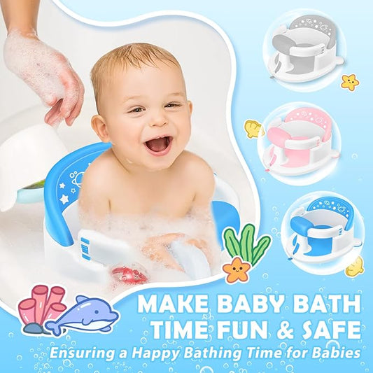 Baby Bath Seat for Babies 6 Months & up,Baby Bath Seat,Non-Slip Toddler Bath Seat, Sit Up Bath Seat for Baby,Safe Infant & Newborn Bathtub Chair with Soft Cushion(Blue)