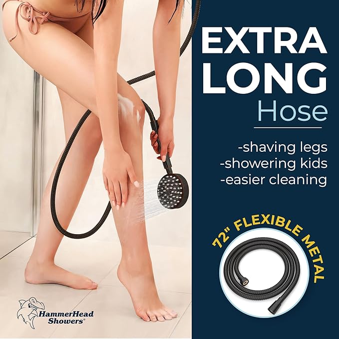 HammerHead Showers® SOLID METAL 27.5 Inch Shower Slide Bar Set and Handheld Shower Head with Hose — OIL RUBBED BRONZE — 1.75 GPM Low Flow Spray Wand — Easily Adjust Height & Angle of Handshower