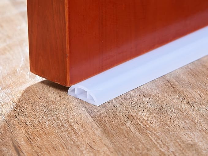 Bathroom Foldable Block water Stopper sealing strip shower threshold dam Self-adhesive silicone shower barrier (72 Inch-Transparent)