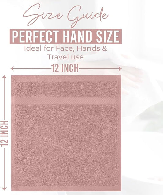 DAN RIVER 12-Pack Premium 100% Cotton Dusty Rose Face Towels – Reusable Face Towel Set, Soft & Absorbent wash Cloths for Your face, Bathroom & Body – Hand and Face Towels, 550 GSM (12x12 in)