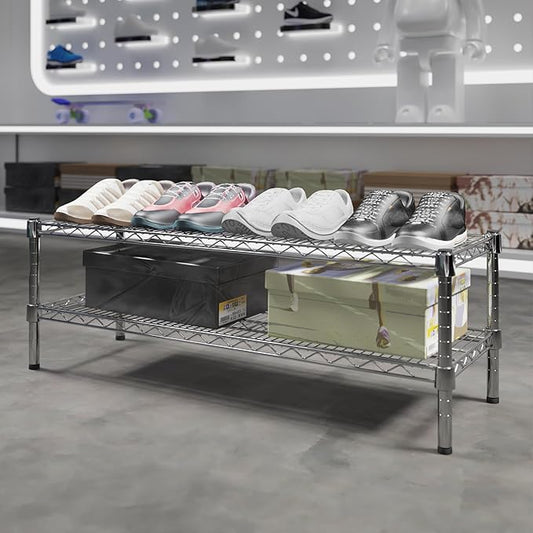 14" Deep x 42" Wide x 14" Height Wire Shelving Kit | 2-Tier | NSF Commercial Storage Rack Unit