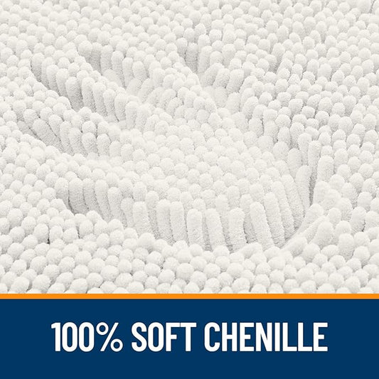 OLANLY Bathroom Rugs Sets 2 Piece, Soft Absorbent Chenille Bath Mats and U-Shaped Contour Toilet Mat Area Rug Set, Machine Washable Bath Carpet, Home Decor Accessories(24"x16"+24"x20", Ivory)
