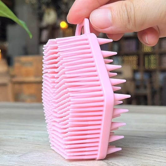 Premium Sensory Brush for Kids or Autism,Soft Silicone Body Scrubber,2 in 1 Sensory Room Occupational Therapy Sensory Brushes,Silicone Loofah,Pets Shower Brush Bath Brush Shampoo Brush(Hexagon-Pink)