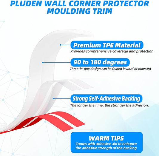 10FT Flexible Wall Corner Protector Moulding Trim, Peel and Stick Inside & Outside Wall Corner Guards Edge Protector,Self Adhesive Molding Trim Strip for Edge Ceiling
