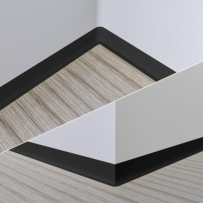 Duzzy Flexible Baseboard Molding Trim, 5 Inch(W) x 60 Feet(L) Peel and Stick Rubber Wall Trim Molding, Self-Adhesive Vinyl Wall Base Cove Base