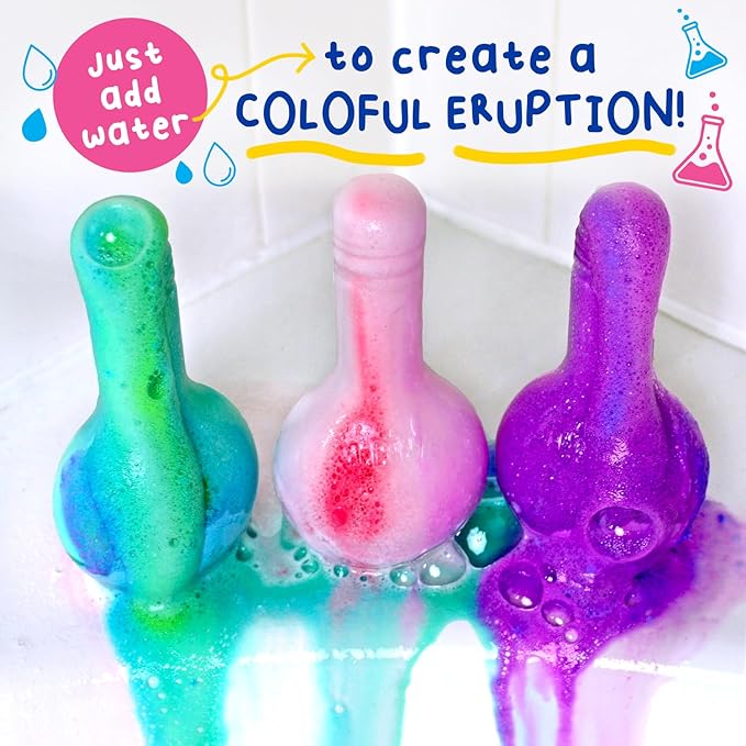 Mr. Bubble Kids Original Bath Bomb Potions - Colorful Fizzy Fun - Cool Foam and Bubble Science Beaker Bath Toys (Pack of 4)