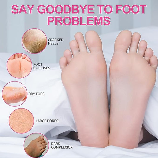 Pedicure Kit Foot Soak Set: Bubble Salt, Sugar Scrub, Massage Mask, Massage Lotion in a Box, 4 Step Foot Spa Kit for Dry Feet, Softens Calluses, Soothes Sore, Tired Feet(3 Set Rose)