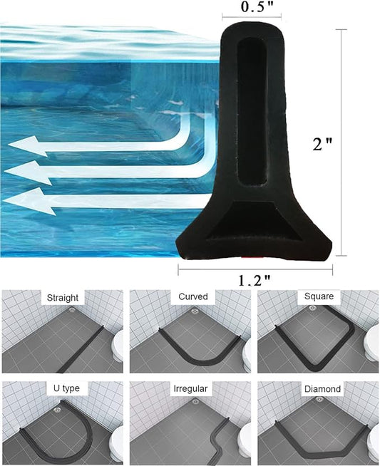 118Inch Collapsible Shower Threshold Water Dam 2" High Shower Barrier Water Stopper 2" Tall Shower Water Guard To Keep Water In Shower Dry And Wet Separation Bathroom Wheelchair Accessible Black