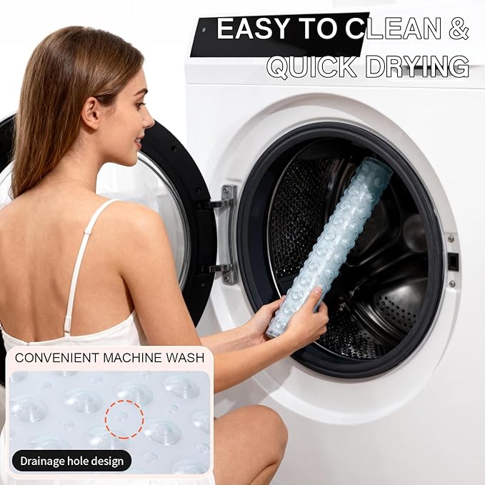 Anti-Slip Bathtub Shower mat, 20.8×20.8(Approximately 53×53cm) inch Soft Oversized Machine Washable Non-Slip Bathtub mat with Drainage Holes, Bathroom Floor Suction Cup.(1-Clear White)