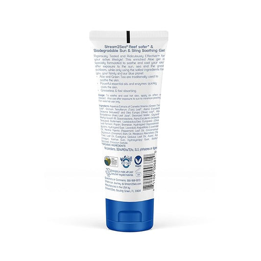 STREAM 2 SEA Sun & Sting Aloe Soothing Gel for Face & Body, Organic Aloe Vera Gel for Sunburn Relief, Travel Size Aloe Vera Gel for Skin, Natural After Sun Care, Pure Aloe After Sun Gel, 2.5 Fl oz