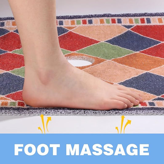 Square Shower Mat 23x23 Inch Non-Slip with Drain Hole, Shower Floor Mats for Bathroom, PVC Loofah Stall Mat, Secure Boho Bath Mats