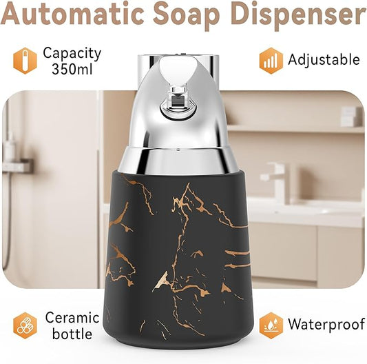 Adjustable Automatic Soap Dispenser Touchless, Ceramic Material,4 Adjustable Levels, Type-c Rechargeable Operated Sensor Liquid Soap Pump,Touch-Free Hand Sanitizer Dispenser