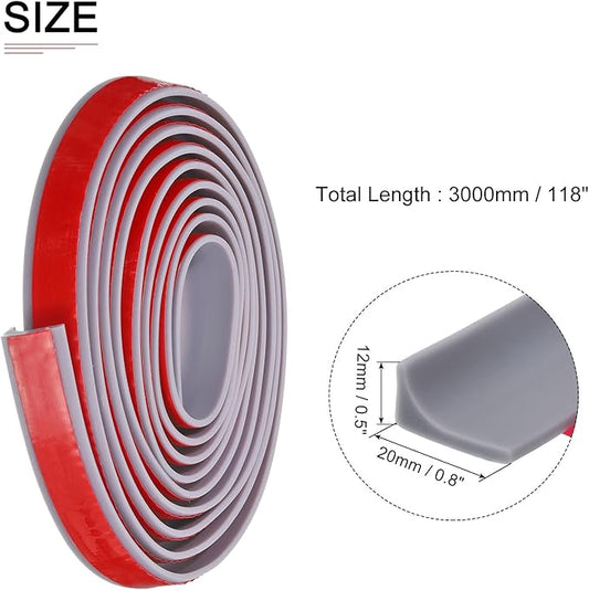 118"x0.8"x0.5" (LxWxH) Collapsible Shower Barrier Stopper - 1 Pack - Good for Bathroom Kitchen - L Shape Water Splash Guard Blocker - Gray