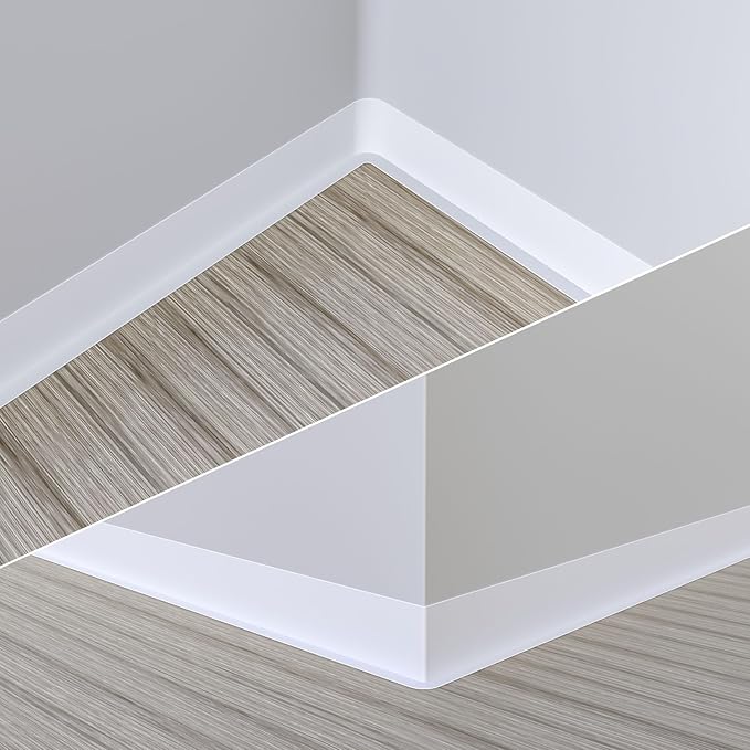 Duzzy Flexible Baseboard Molding Trim, 5 Inch(W) x 20 Feet(L) Peel and Stick Rubber Wall Trim Molding, Self-Adhesive Vinyl Wall Base Cove Base