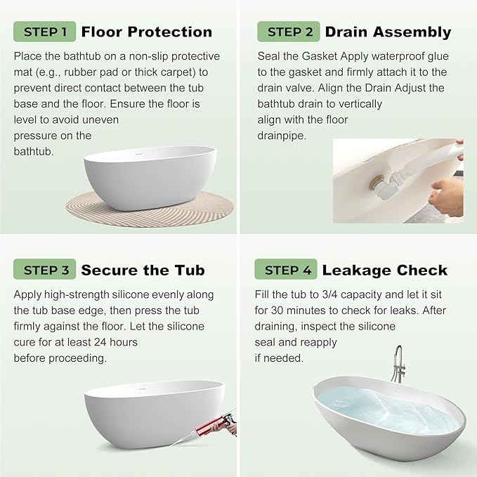 73" Premium Solid Surface Freestanding Bathtub, Contemporary Design Stand Alone Stone Resin Tub with Overflow and Pop-up Drain, Matte White