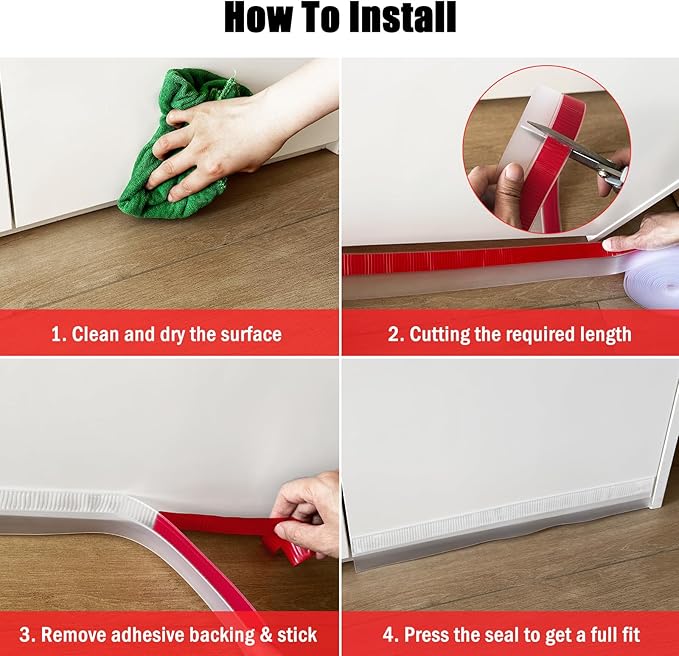 Wide Silicone Weather Stripping, 3 inch (W) x 20 Ft (L) Door Draft Stopper, Silicone Seal Strip for Doors Windows and Shower Glass Gap, Black