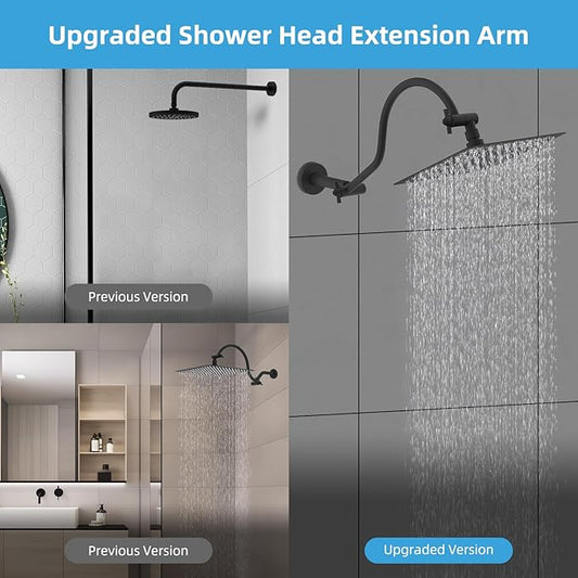 Hibbent All Metal Upgraded 18'' Shower Head Extension Arm, Shower Arm with Flange, Brass Flexible Height & Angle Adjustable Shower Extender with Lock Joint, Universal Connection, Oil Rubbed Bronze