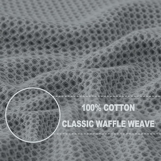 Homaxy 100% Cotton Waffle Weave Kitchen Dish Towels, Ultra Soft Absorbent Quick Drying Cleaning Towel, 13 x 28 Inches, 12-Pack, Grey