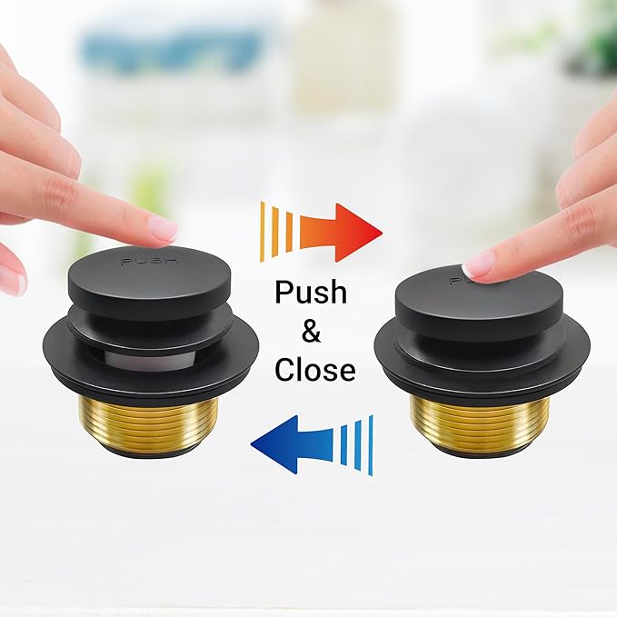 Tub Stopper Bathtub Drain Kit, Black Universal Bathtub Overflow Drain Cover, Metal Tip-Toe Trim Kit with Easy Fit Design for Most Tubs