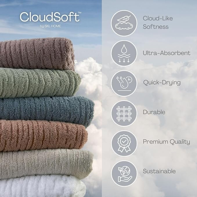 SKL Home CloudSoft Cotton Luxury Bath Towel for Bath & Gift, Mink Brown
