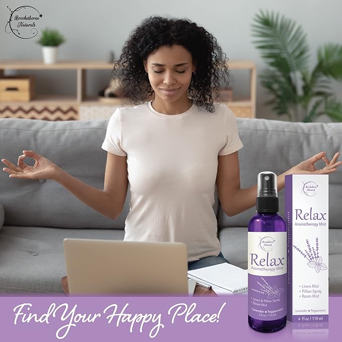 Aromatherapy Mist – Linen, Room & Pillow Spray, Set of 4 Natural Air Fresheners. Essential Oil Spray Variety Pack with Lavender, Chamomile, Eucalyptus, Peppermint & Citrus - Brookethorne Naturals