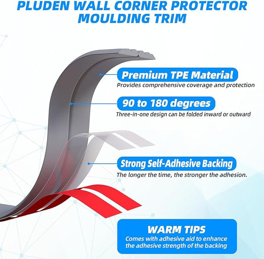 10FT Flexible Wall Corner Protector Moulding Trim, Peel and Stick Inside & Outside Wall Corner Guards Edge Protector,Self Adhesive Molding Trim Strip for Edge Ceiling