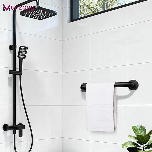 12 Inch Anti Slip Bathroom Grab Bar, 2 Pack Munzong Oil Rubbed Black Shower Grab Bar for Bathtubs, Knurled Handicap Balance Bar,Safety Hand Rail Support Elderly Senior